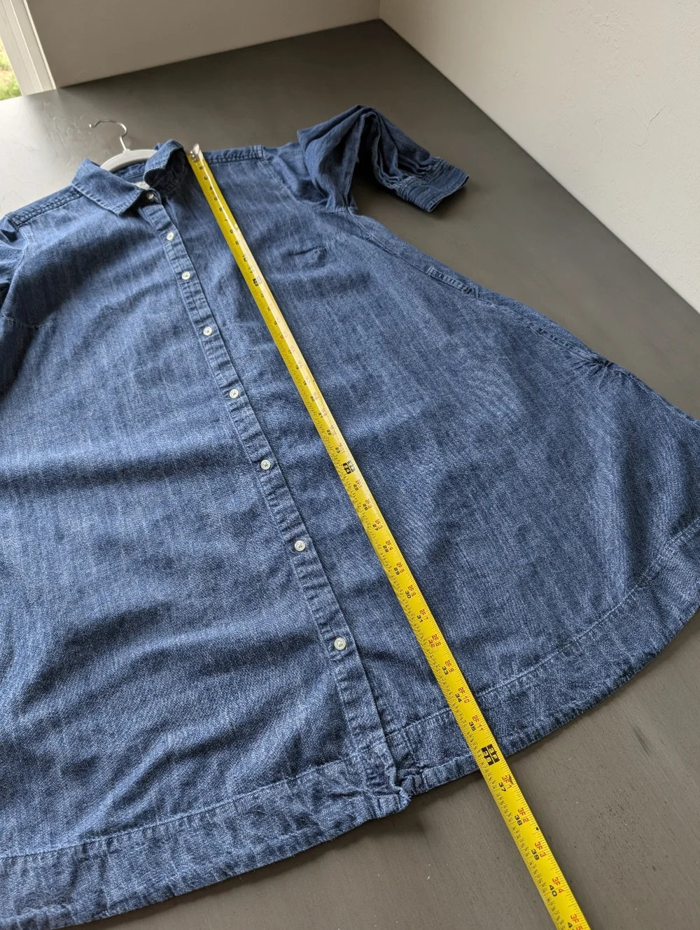 Free Assembly Blue Denim Button-Front Shirt Dress A-Line Size M Collared Cotton - Picture 14 of 16